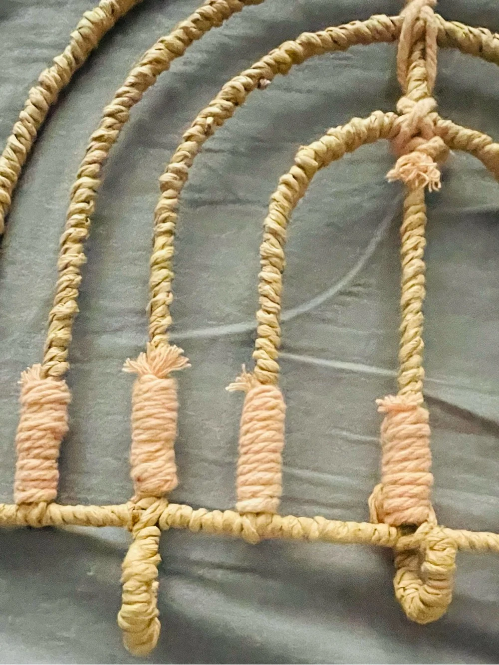 Handcrafted Rope Wall Hanging in Natural and Pink